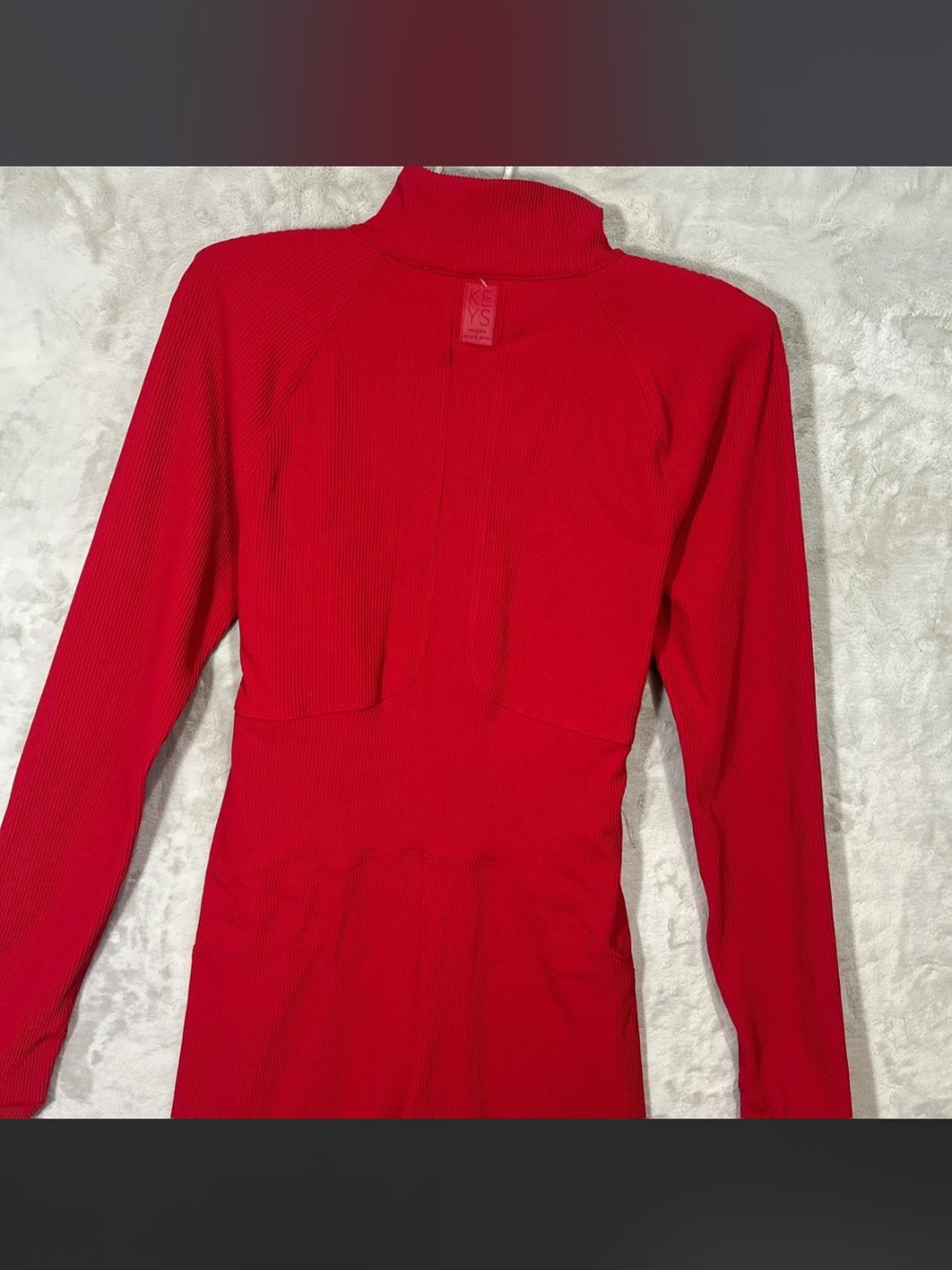 Athleta x Alicia Keys sporty preppy red Longsleeve jumpsuit with flare legs L - Picture 4 of 7